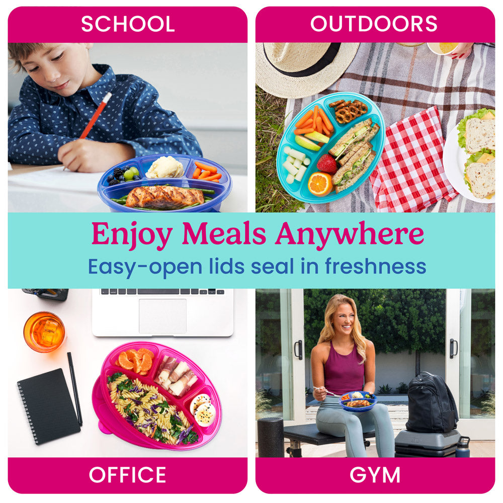 Bentgo Easyboxes 4-Compartment Oval Containers 8-Piece Set